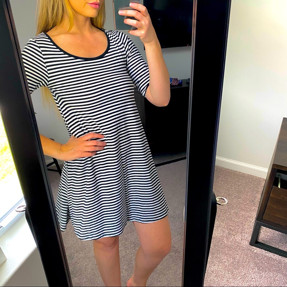 Striped Black and White Mini Dress